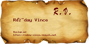Ráday Vince névjegykártya
